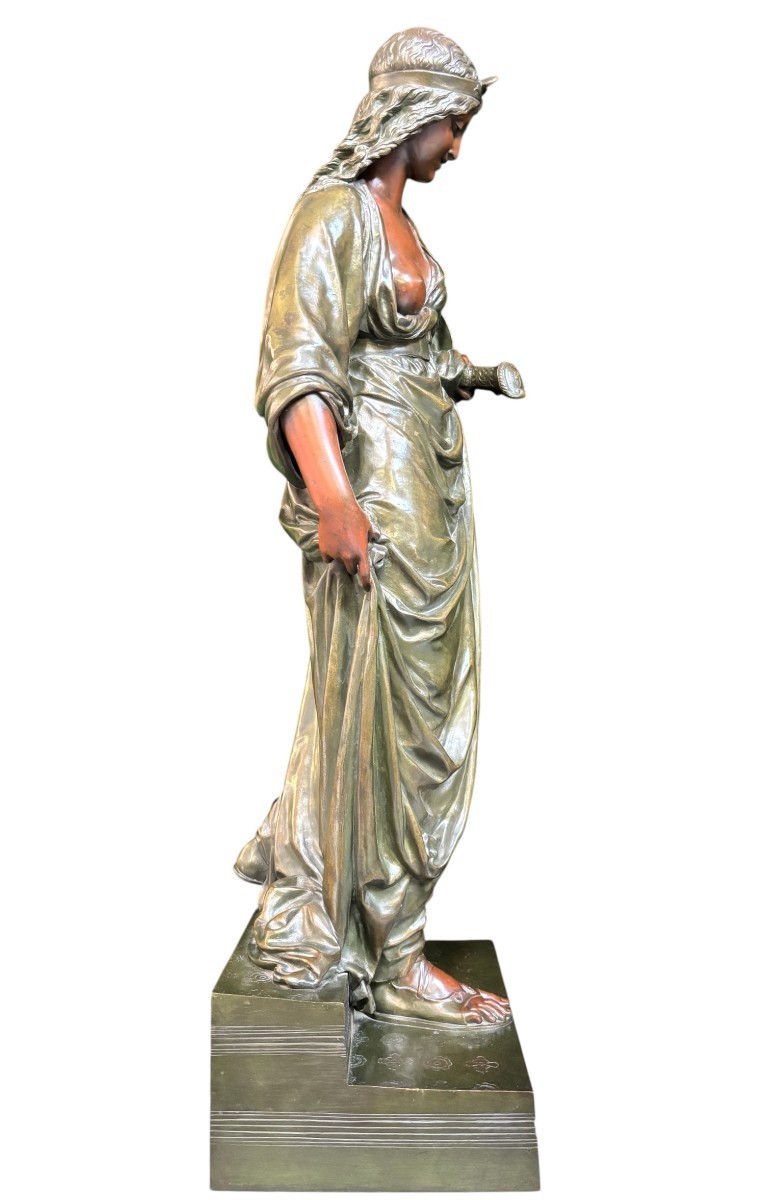 Very Large Bronze Sculpture (97 Cm) “salome” H. Dumaige 19th Century.-photo-3