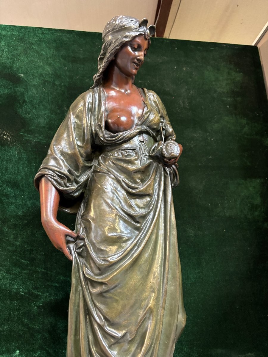 Very Large Bronze Sculpture (97 Cm) “salome” H. Dumaige 19th Century.-photo-1