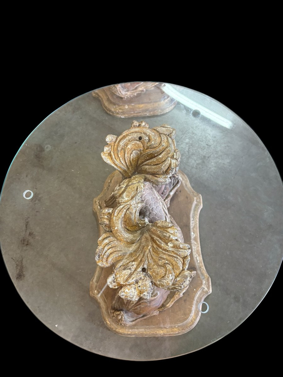 Pair Of "mythological Fish" Coffee Tables In Wood, Late 19th Century.-photo-4