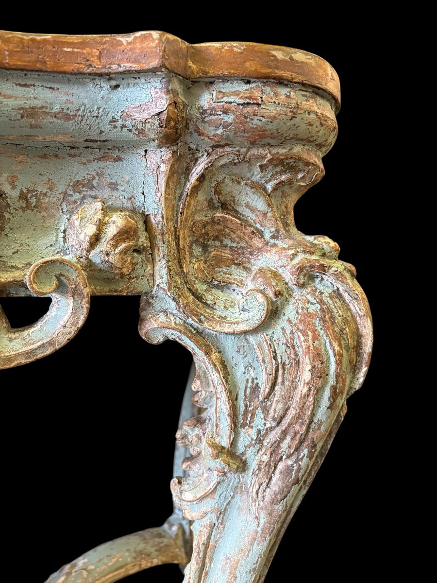 Large Italian Console Table In The Louis XV Style From The 18th Century.-photo-5