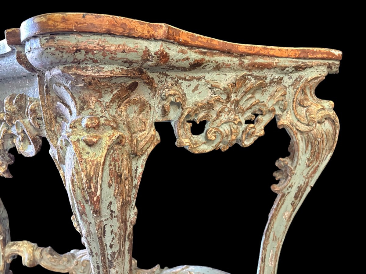 Large Italian Console Table In The Louis XV Style From The 18th Century.-photo-7