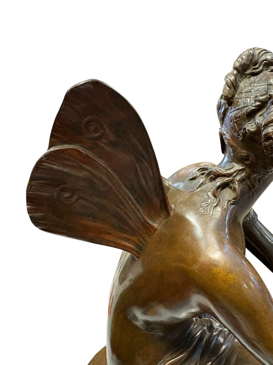 Beautiful Bronze Sculpture “nymph”, E. Laurent, 19th Century.-photo-3