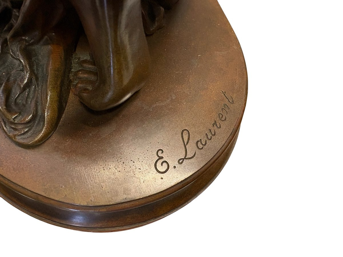 Beautiful Bronze Sculpture “nymph”, E. Laurent, 19th Century.-photo-6