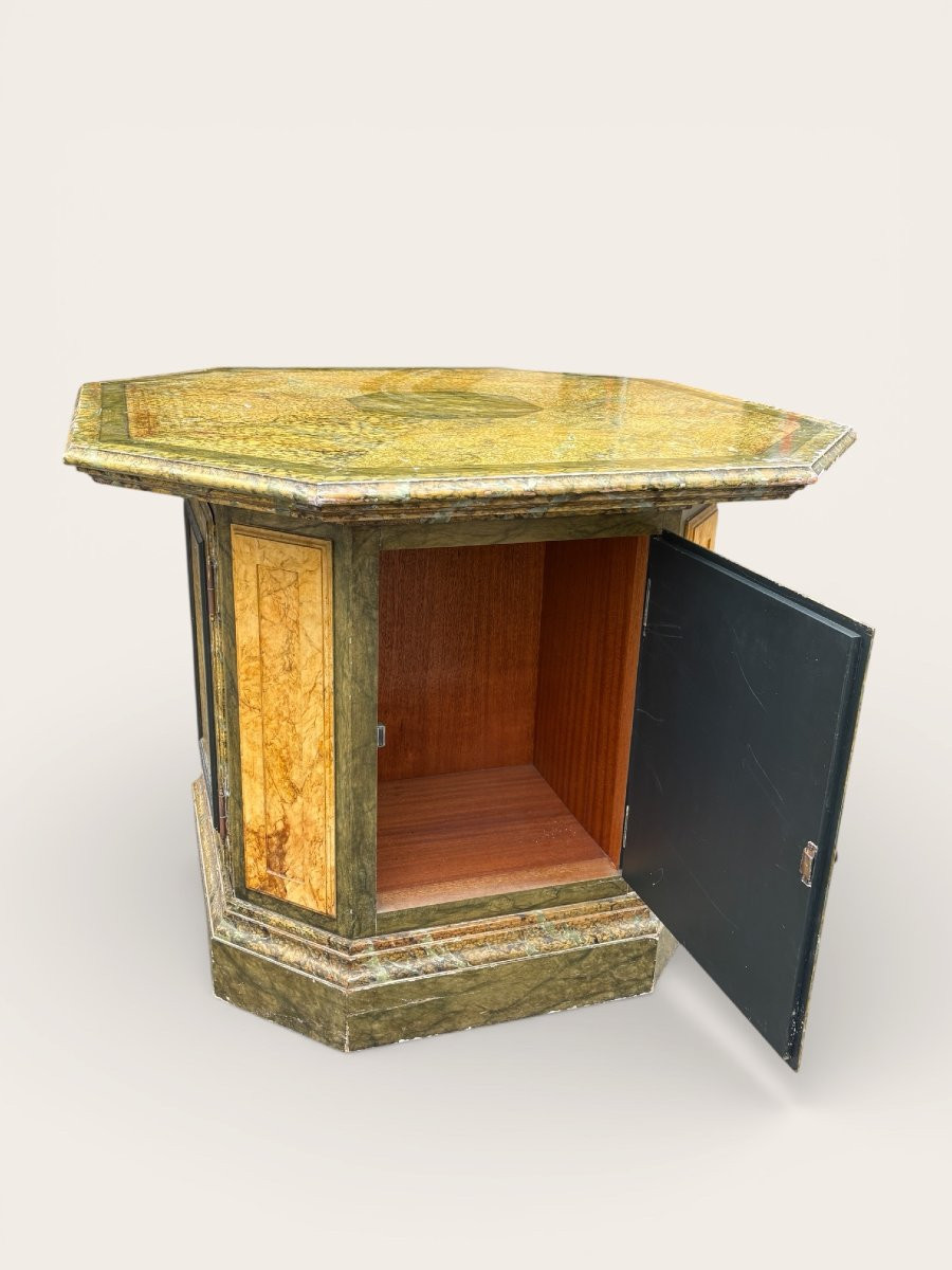 Special Table Painted To Imitate Marble, Dating From The 20th Century-photo-6