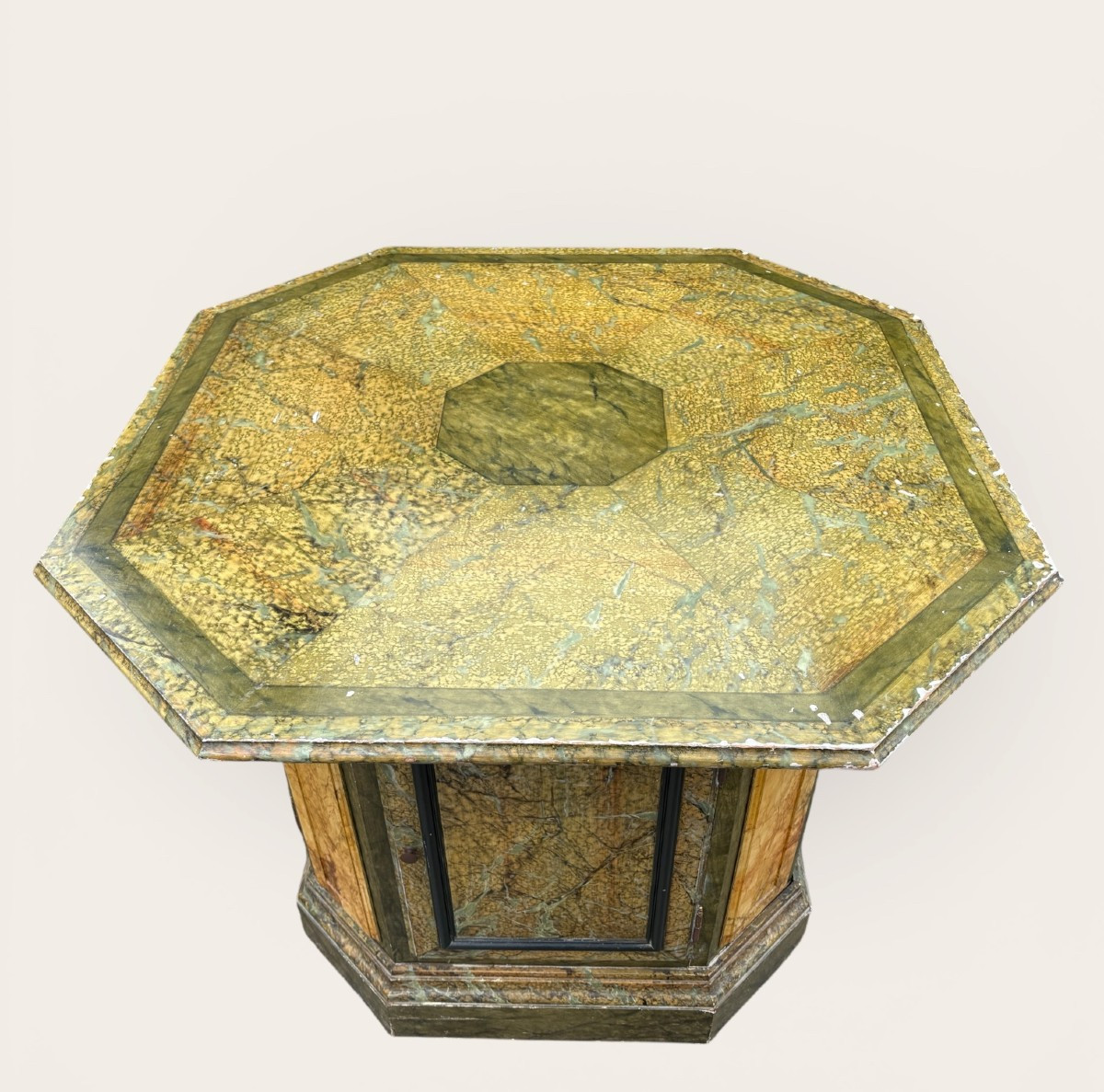 Special Table Painted To Imitate Marble, Dating From The 20th Century-photo-8