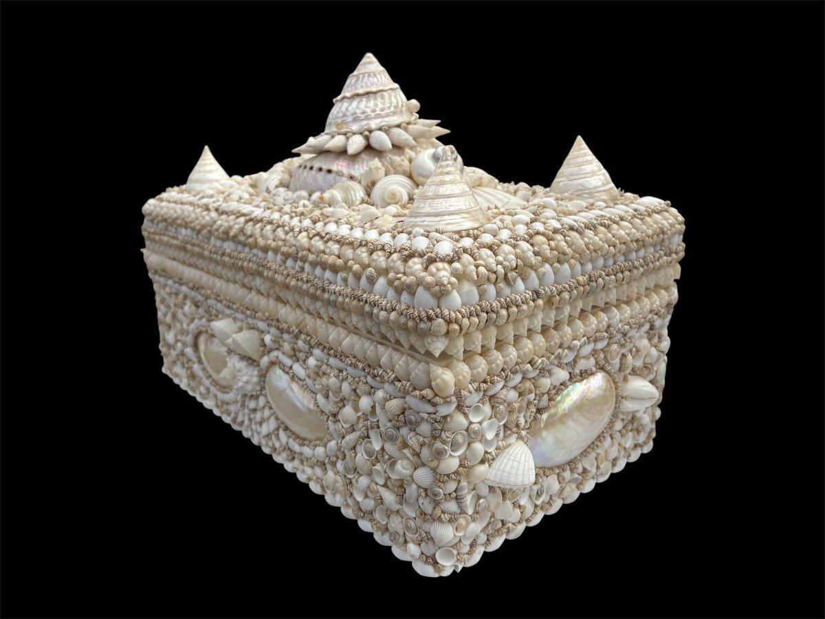 Grande boîte à couvercle « coquillages » fin 20ème.-photo-3