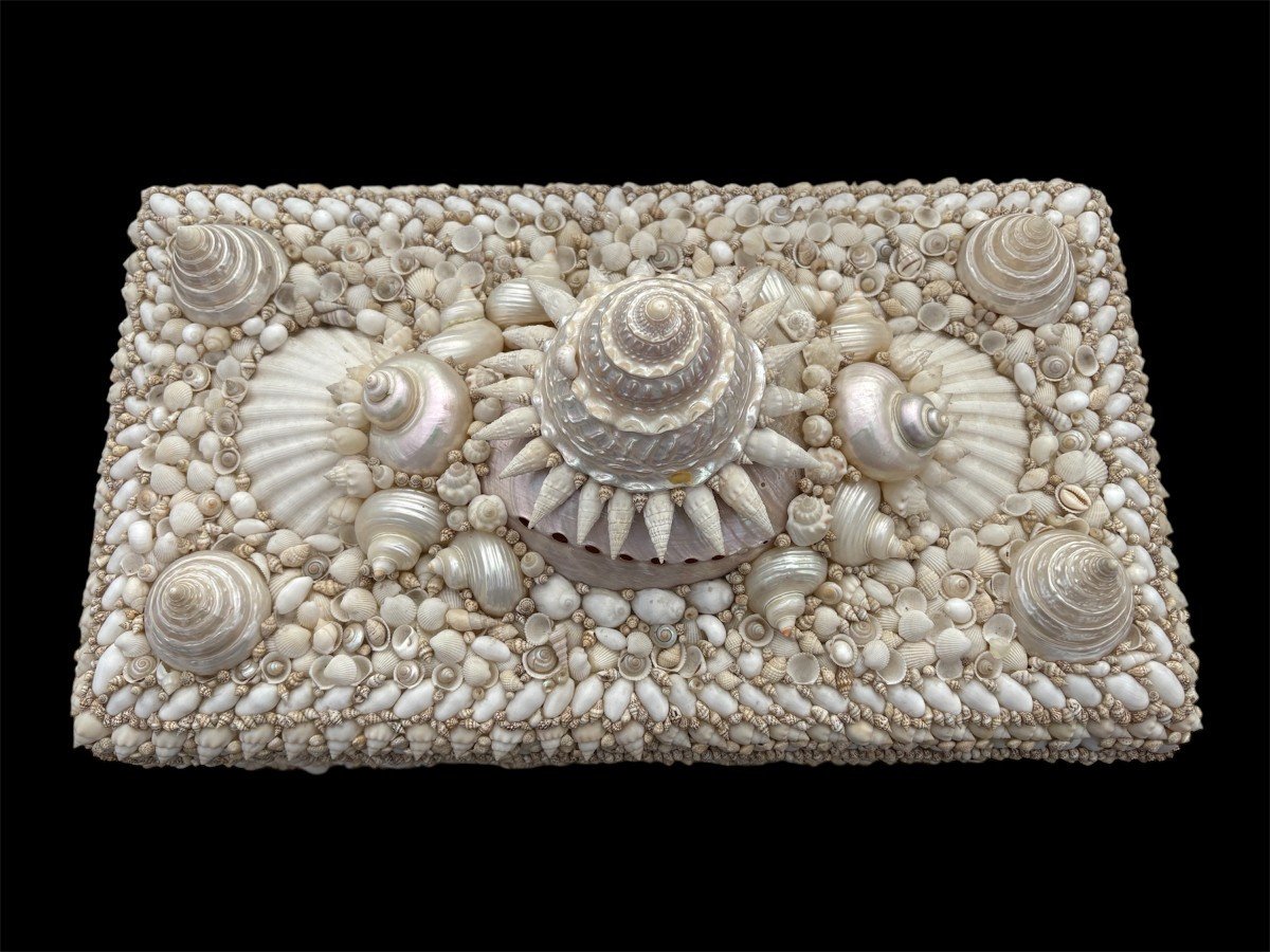 Grande boîte à couvercle « coquillages » fin 20ème.-photo-4