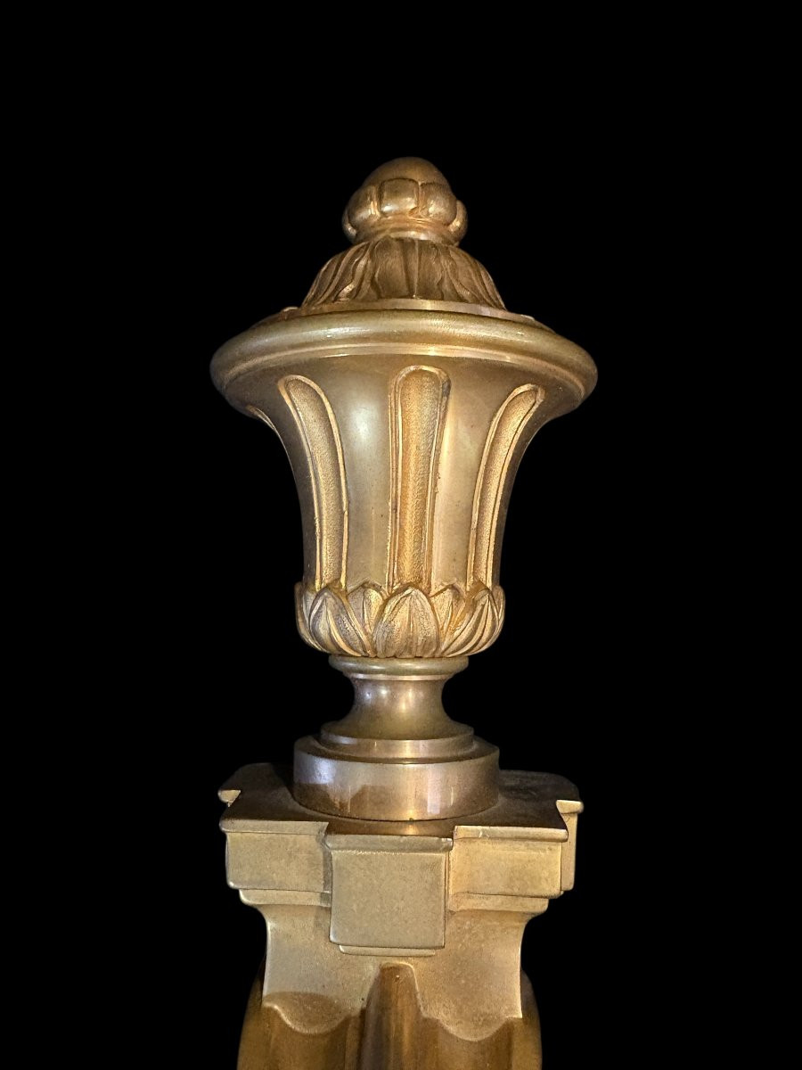 Pair Of Large Louis XVI Style Bronze Wall Sconces, 19th Century-photo-4