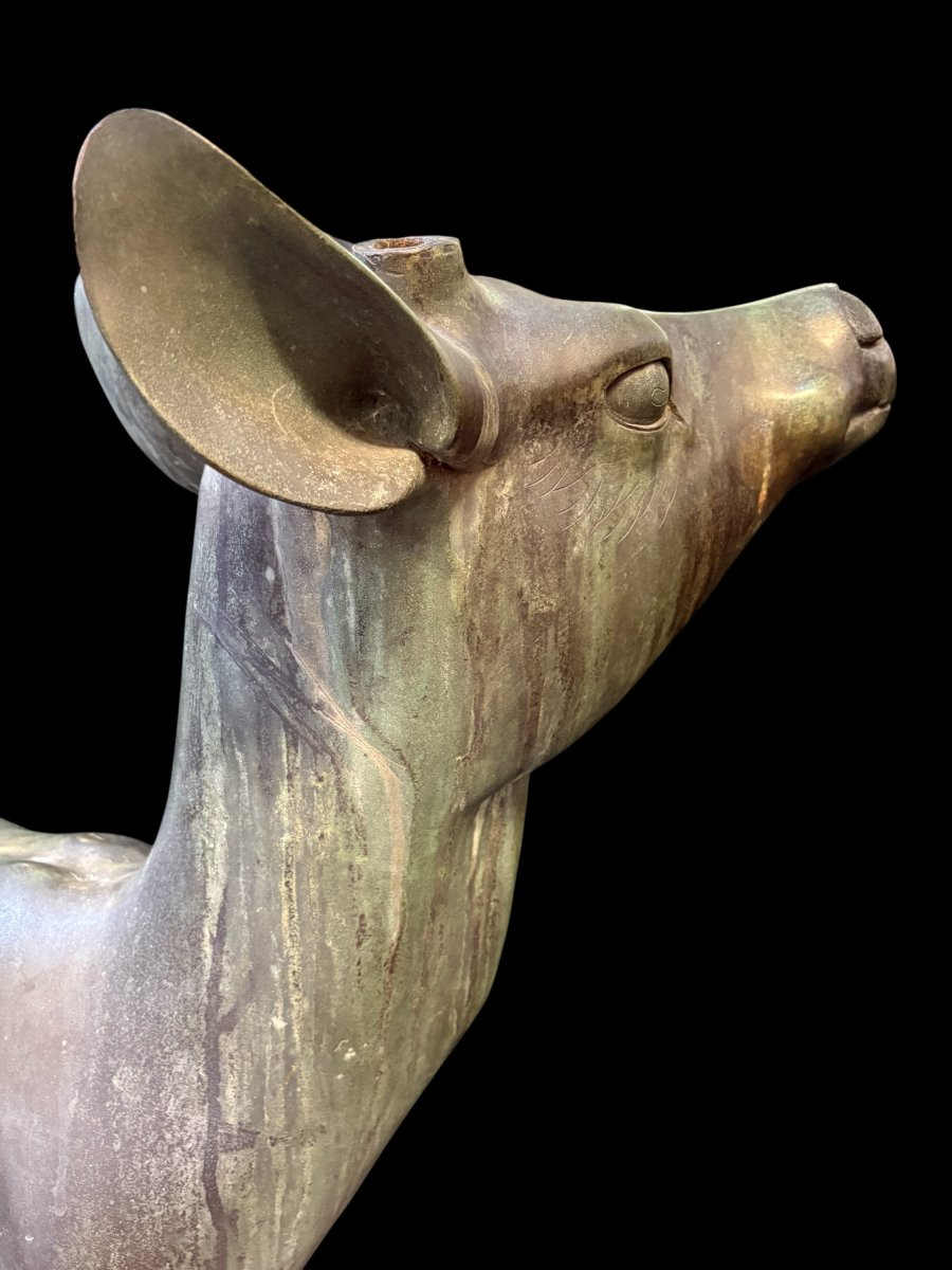 A Very Beautiful Pair Of 19th-century Bronze Deer.-photo-6
