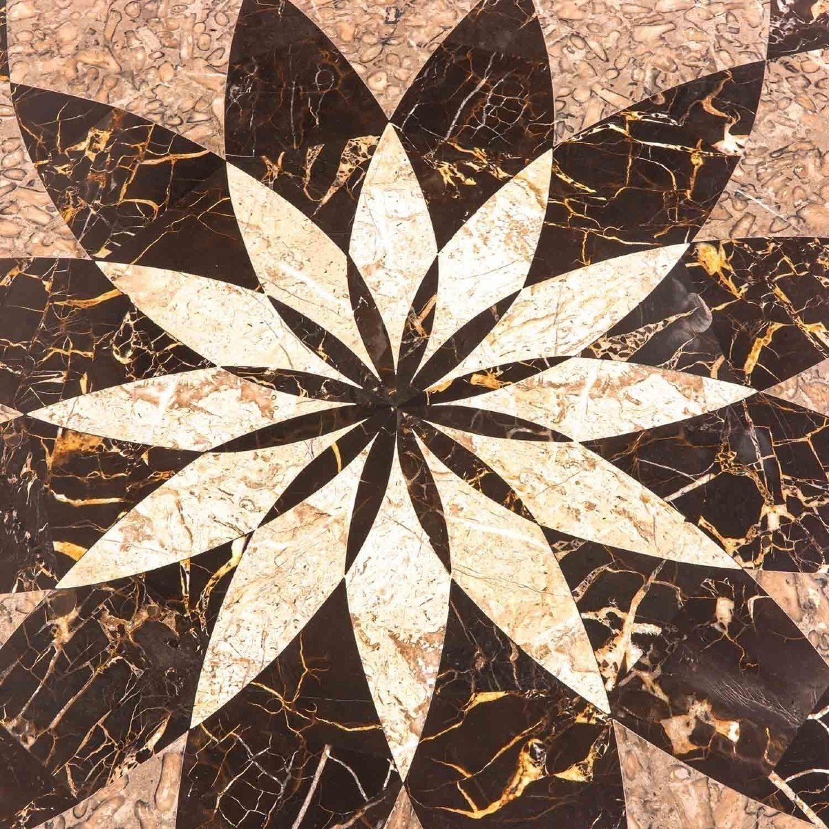 Decorative Center Table With Inlaid Marble Top, 20th Century.-photo-4