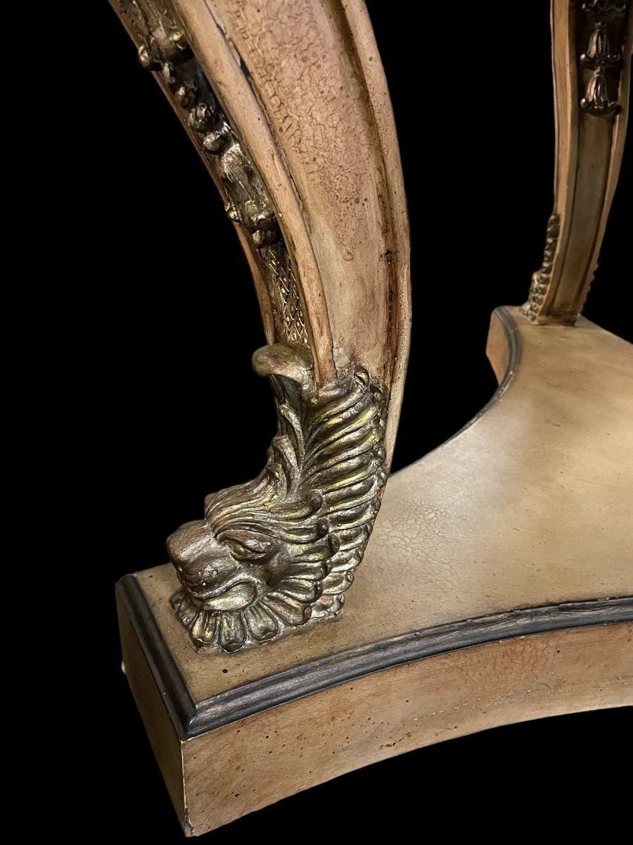 Decorative Center Table With Inlaid Marble Top, 20th Century.-photo-4