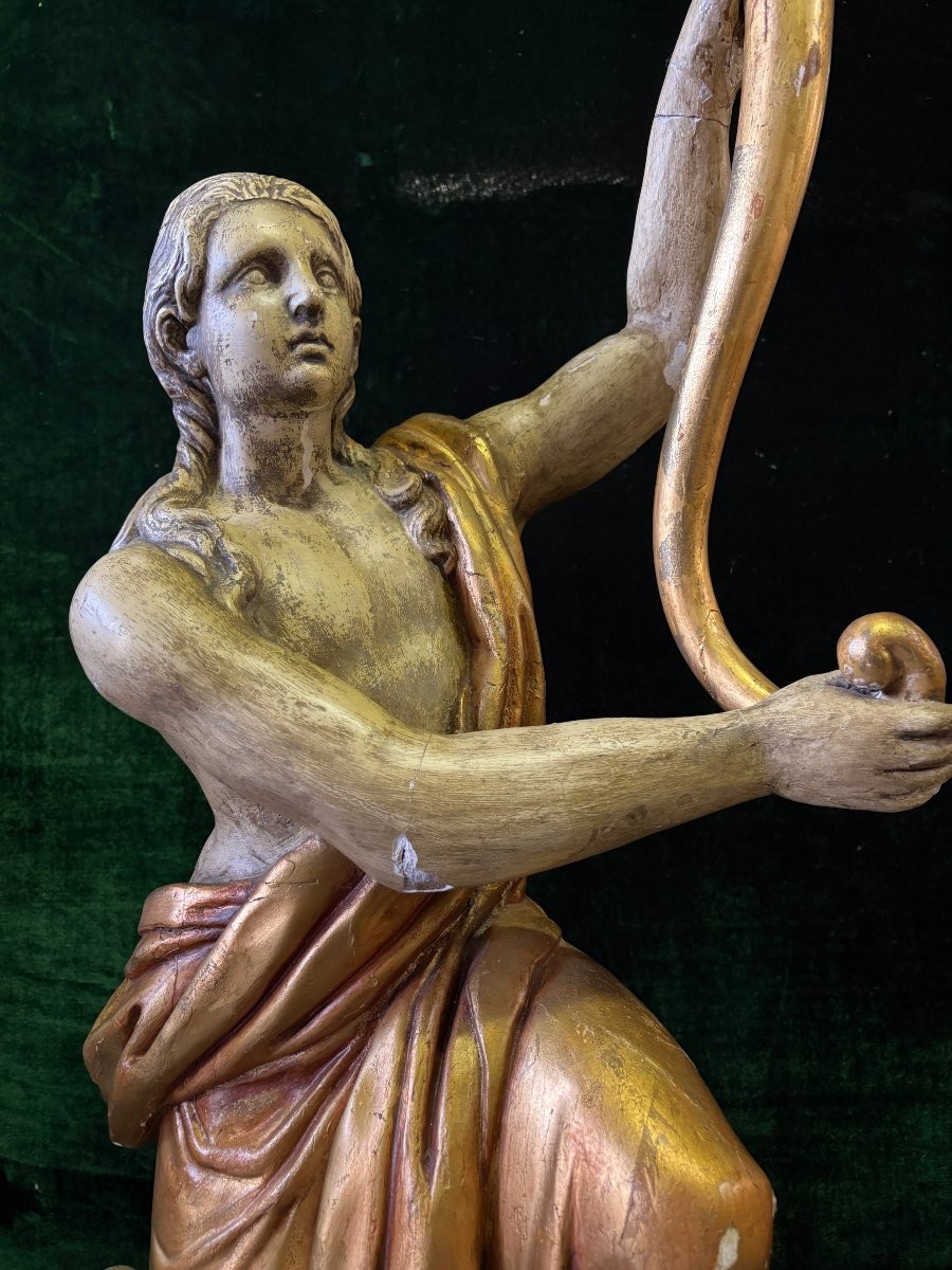 Pair Of Large Polychrome/gilt Wooden Sculptures/torchers From The 18th Century.-photo-3