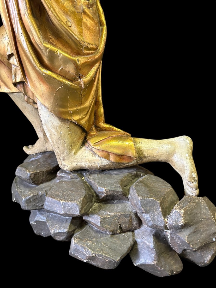 Pair Of Large Polychrome/gilt Wooden Sculptures/torchers From The 18th Century.-photo-5