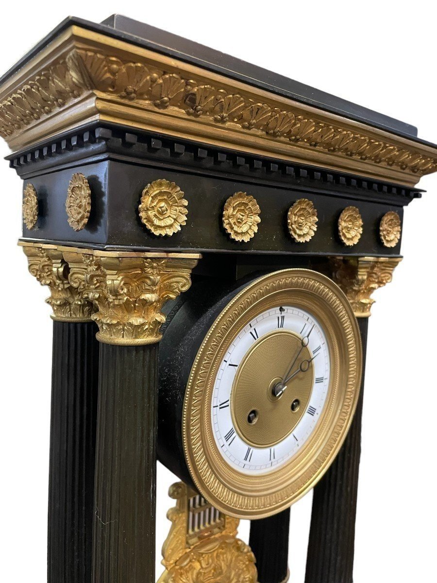 Large 19th Century Gilt And Patinated Bronze Portico Clock.-photo-1