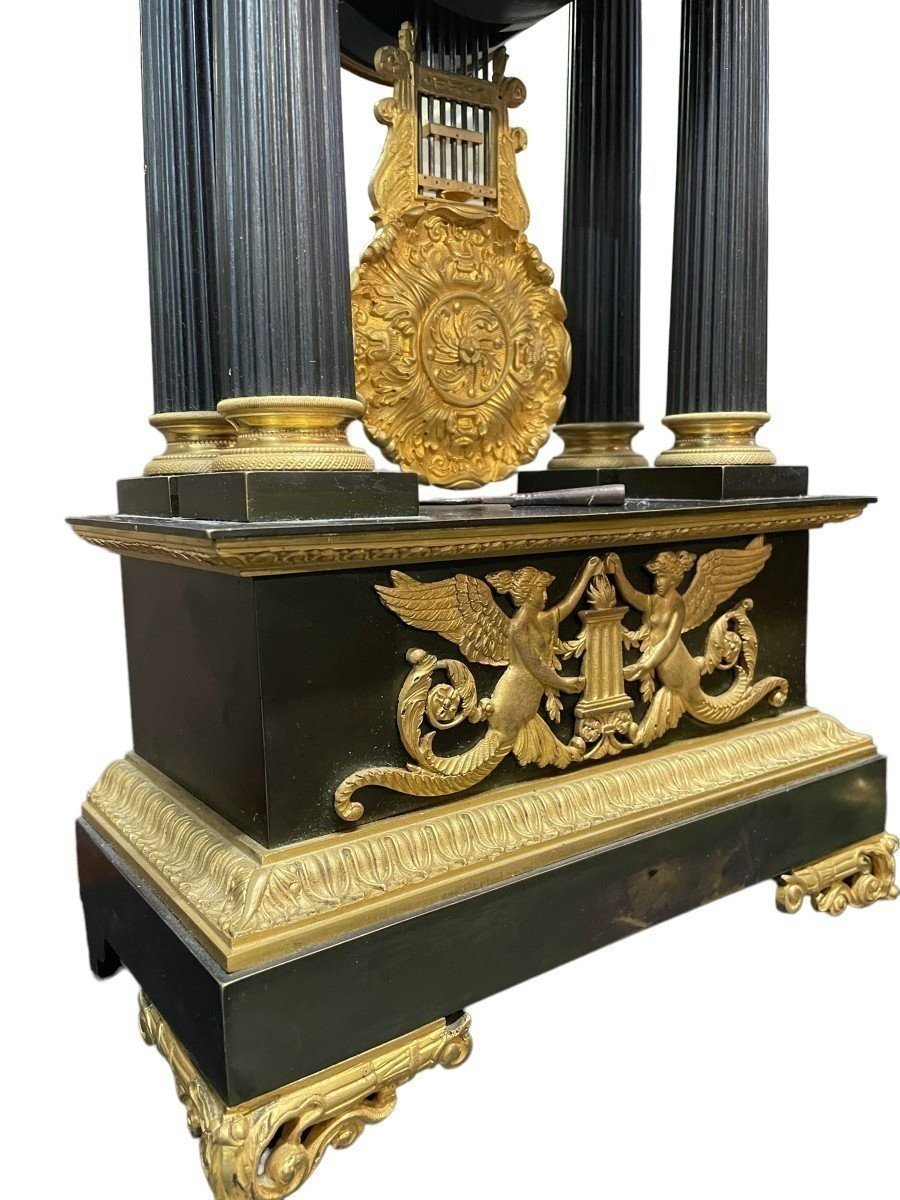 Large 19th Century Gilt And Patinated Bronze Portico Clock.-photo-2