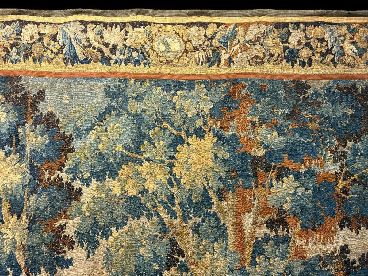Flemish "verdure" Tapestry In Wool, 17th Century. (290 X 290 Cm)-photo-4