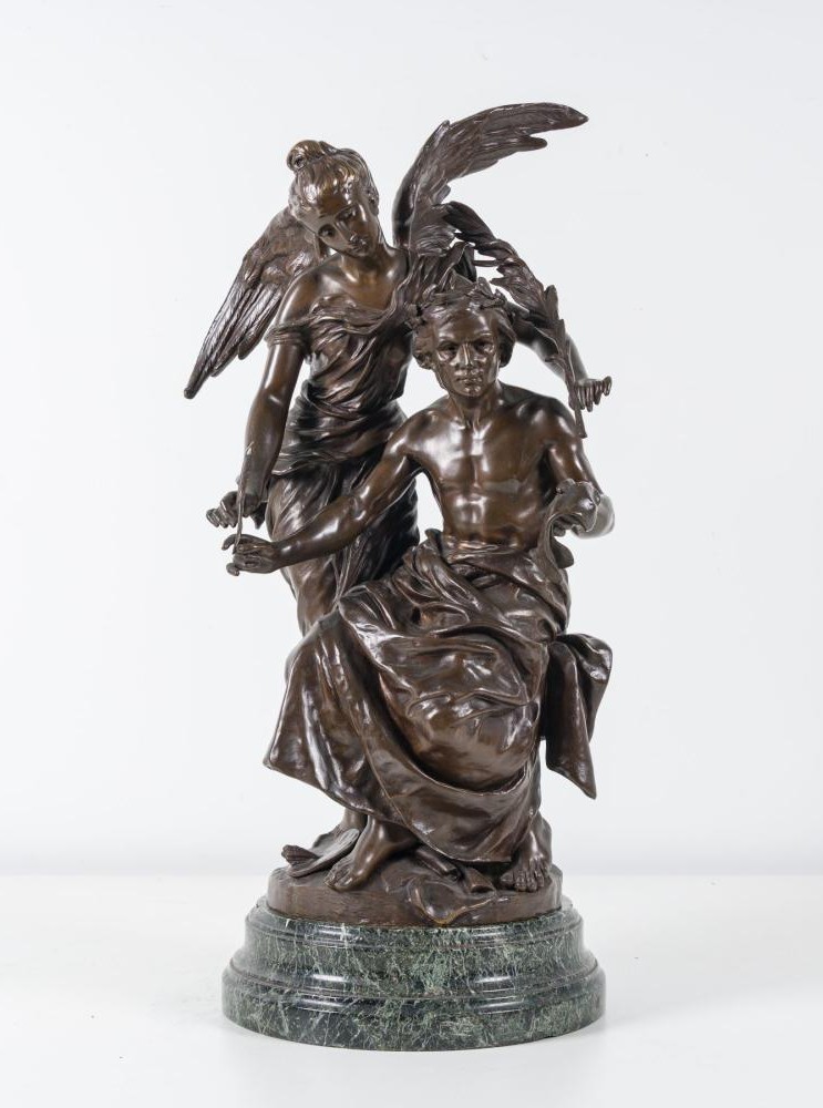 Sculpture En Bronze « Allégorie Des Arts » Par Henri Plé 19ème.