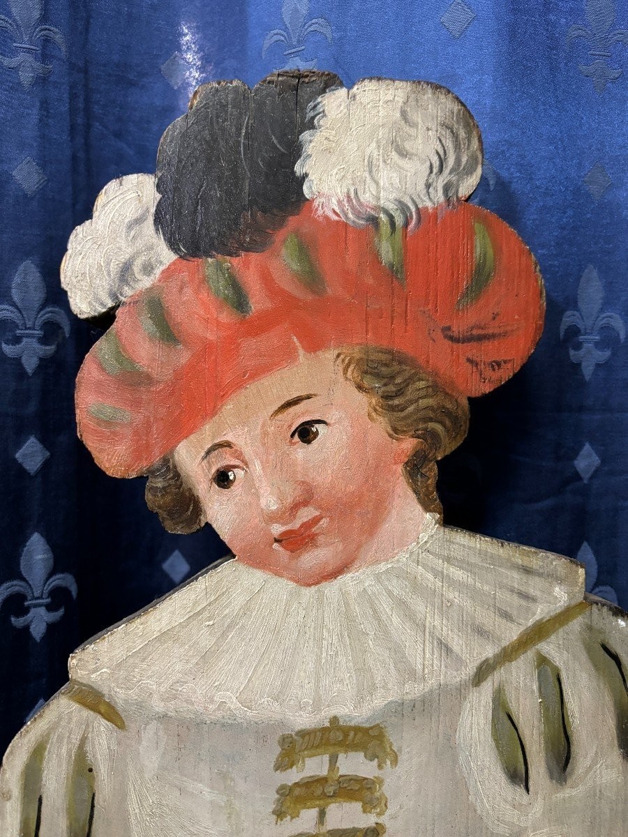 Paire De Gardiens De Chémineé En Bois Peint, 18ème Siècle.-photo-1