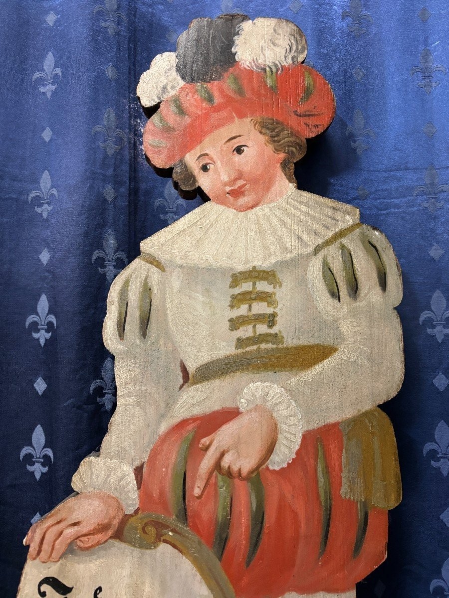 Paire De Gardiens De Chémineé En Bois Peint, 18ème Siècle.-photo-2