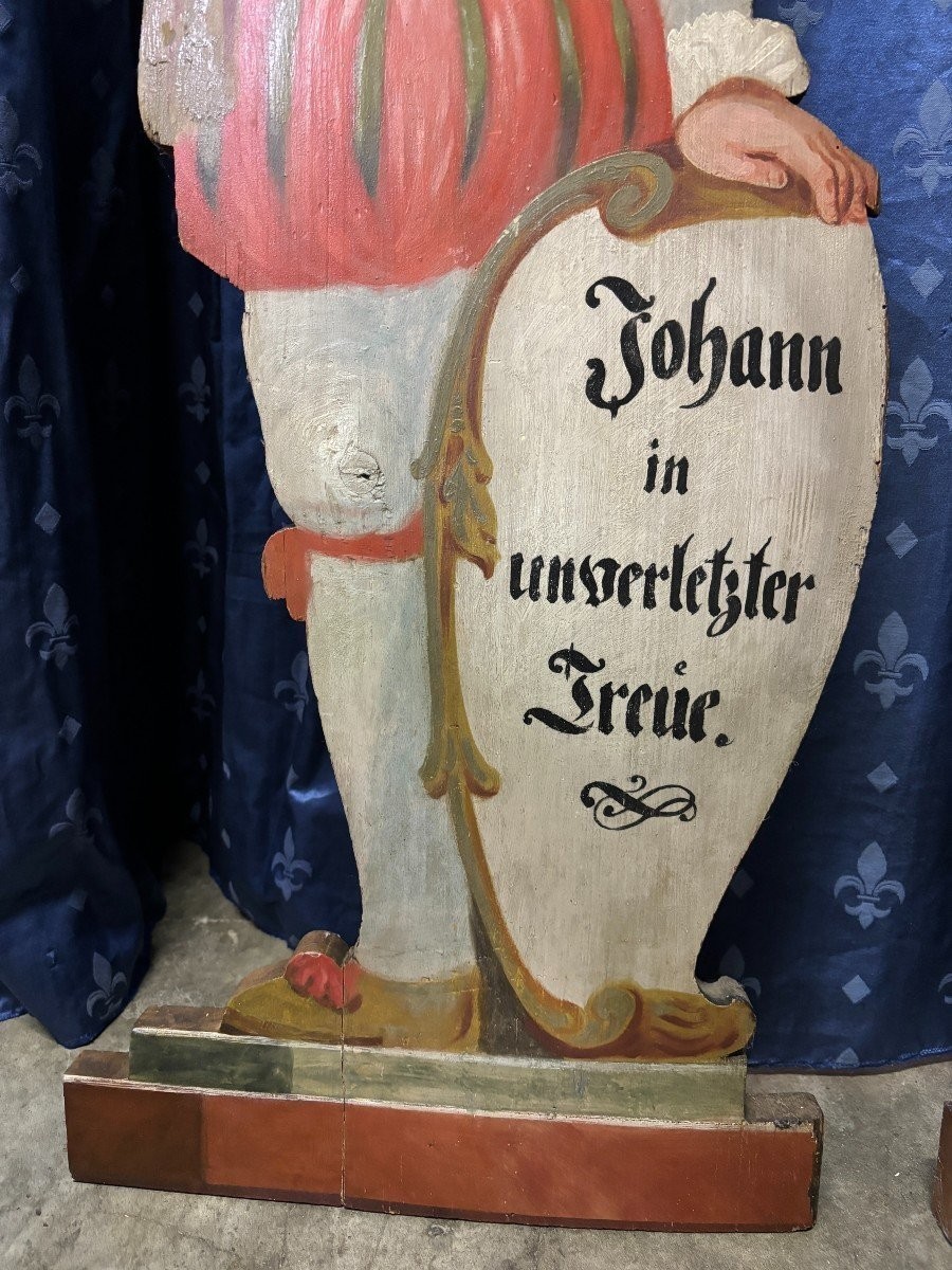 Paire De Gardiens De Chémineé En Bois Peint, 18ème Siècle.-photo-5