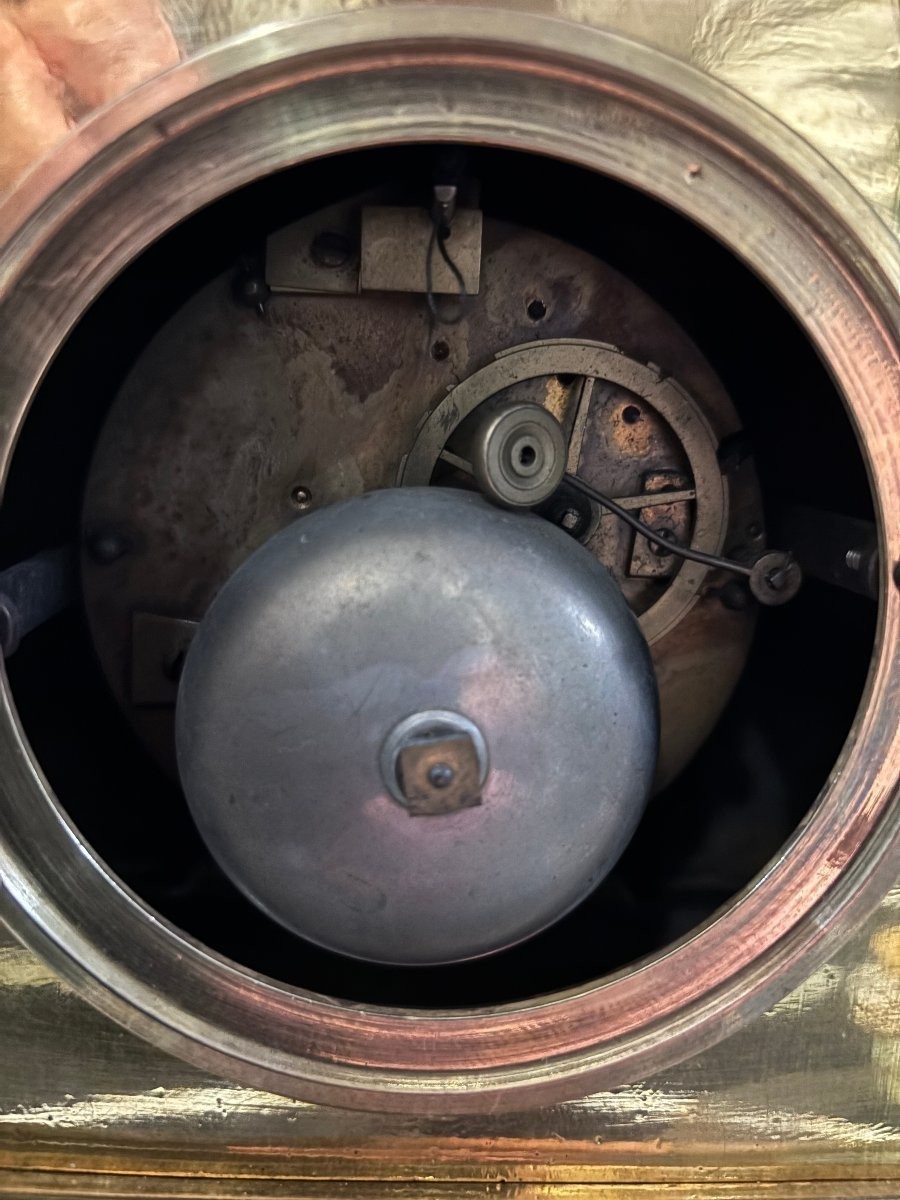 Jolie Pendule Empire En Bronze Doré 1820-photo-7