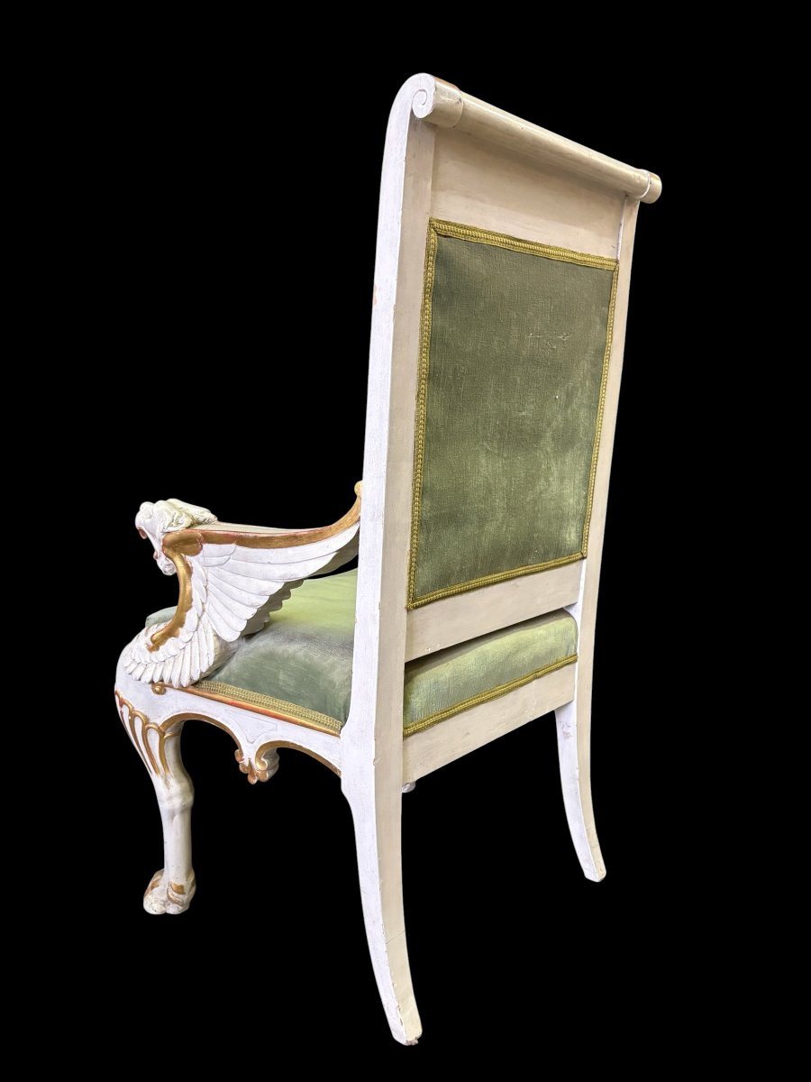 Empire-style "winged Mythological Animals" Armchair, 19th Century.-photo-6