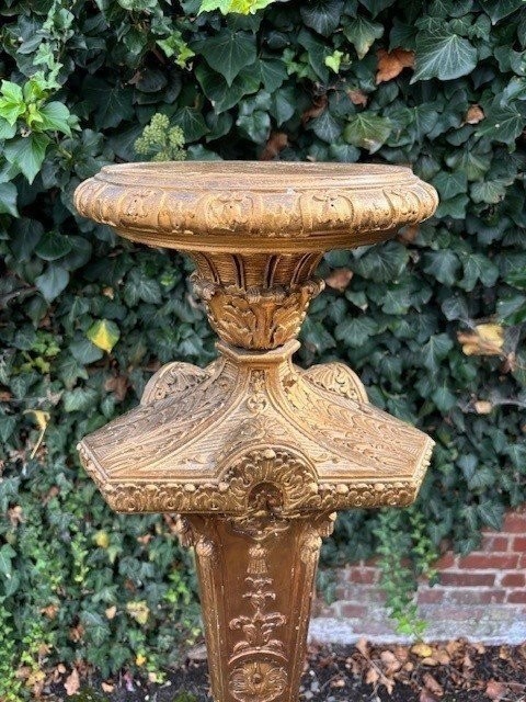 Grande Torchère De Style Régence En Bois Doré 19ème ( 166 cm )-photo-1