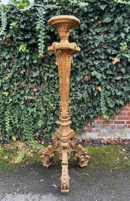 Grande Torchère De Style Régence En Bois Doré 19ème ( 166 cm )-photo-6