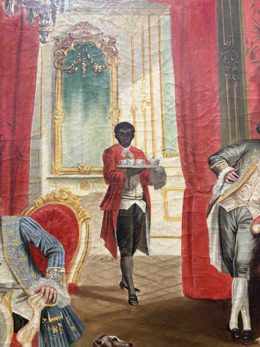 Peinture décorative à l'huile sur toile du XIXe siècle.-photo-3