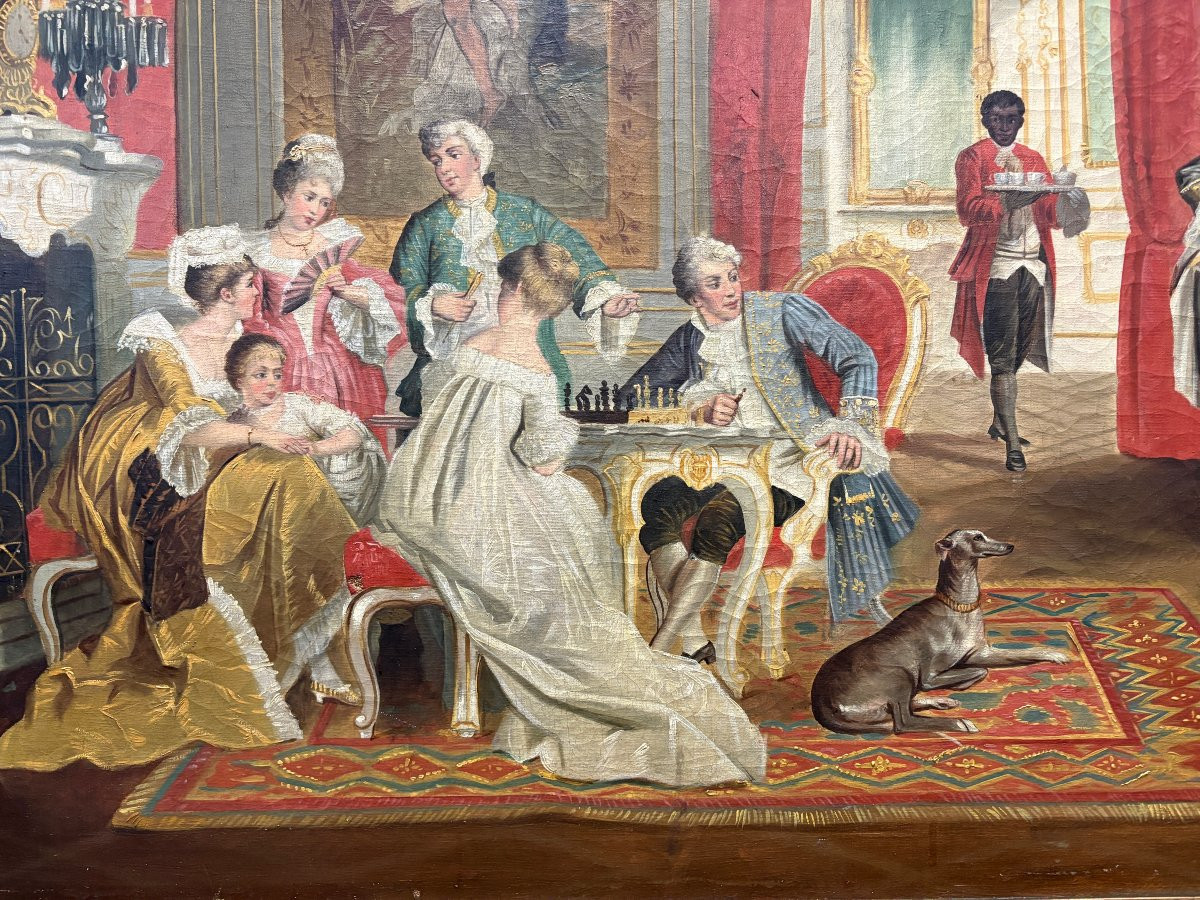 Peinture décorative à l'huile sur toile du XIXe siècle.-photo-4