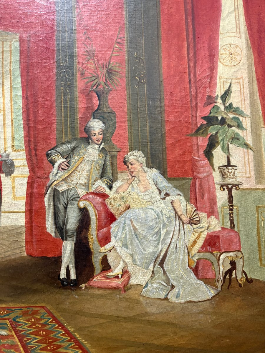 Peinture décorative à l'huile sur toile du XIXe siècle.-photo-1