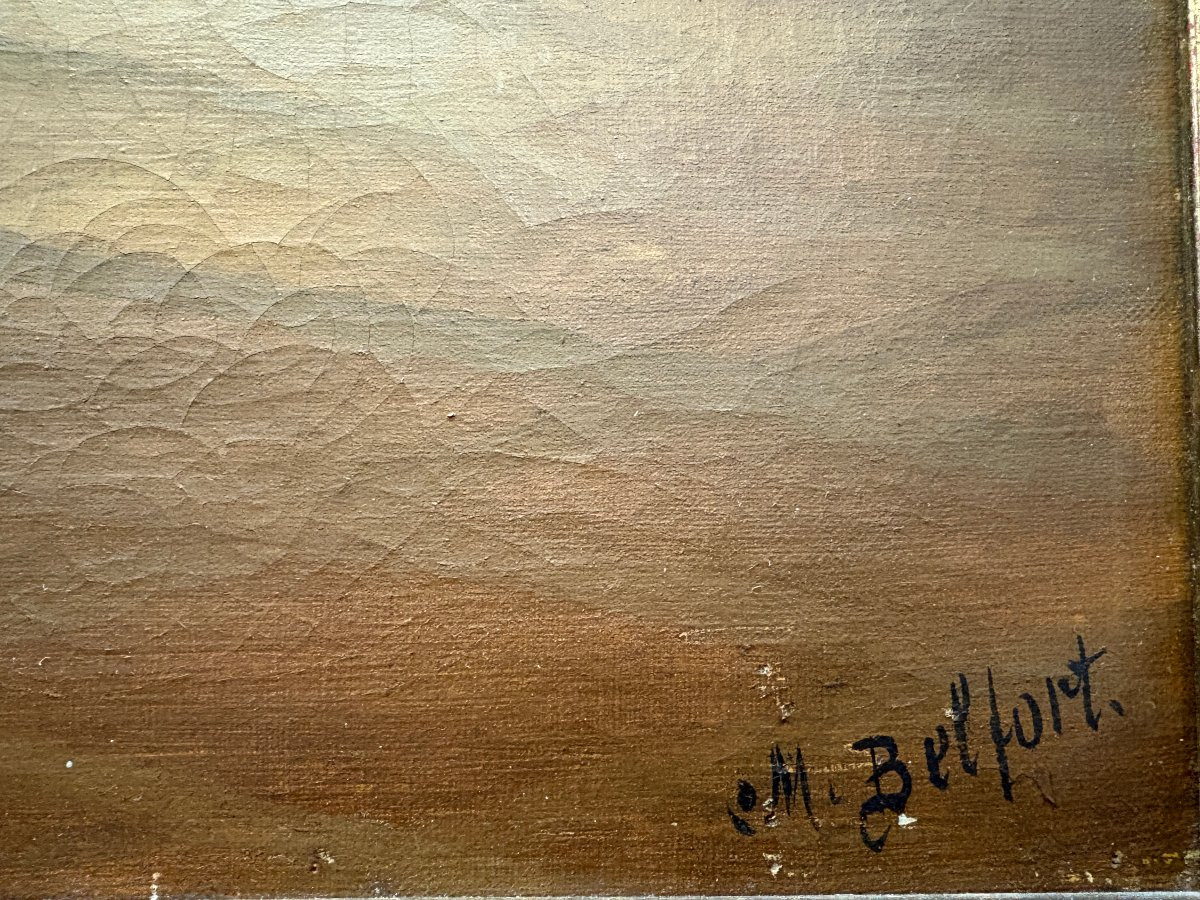 Peinture décorative à l'huile sur toile du XIXe siècle.-photo-4