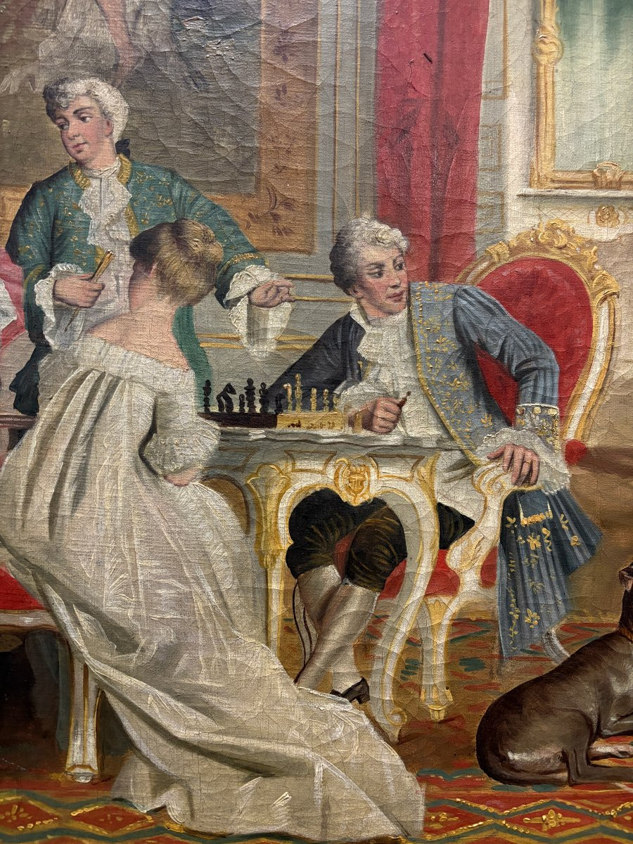 Peinture décorative à l'huile sur toile du XIXe siècle.-photo-5