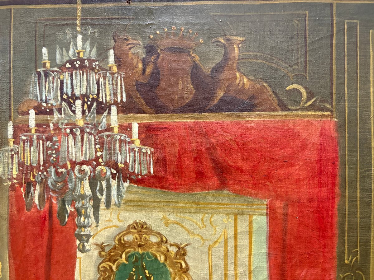 Peinture décorative à l'huile sur toile du XIXe siècle.-photo-6
