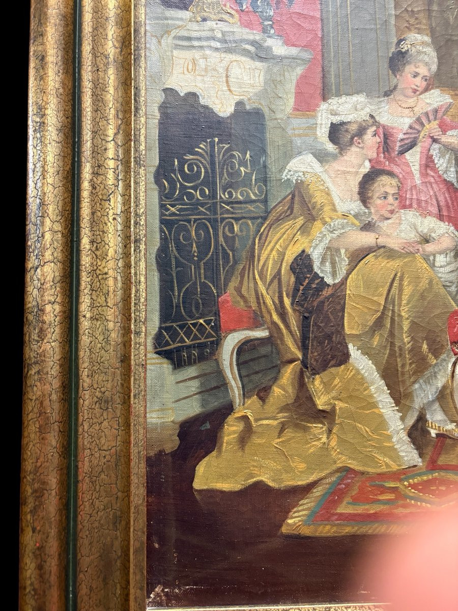 Peinture décorative à l'huile sur toile du XIXe siècle.-photo-7