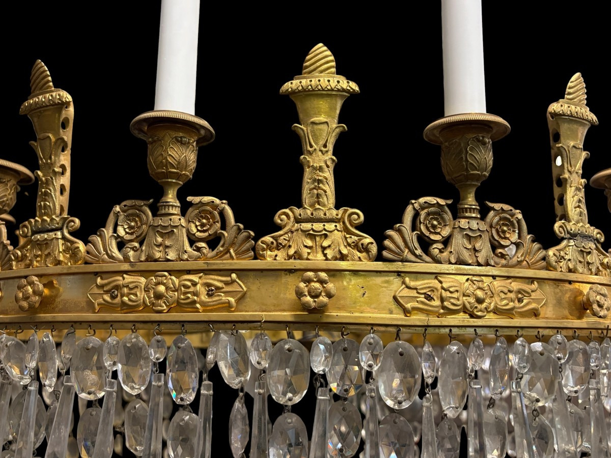 Very Large  ( 140 Cm ) Empire-style "pearl Bag" Chandelier, Circa 1900-photo-3