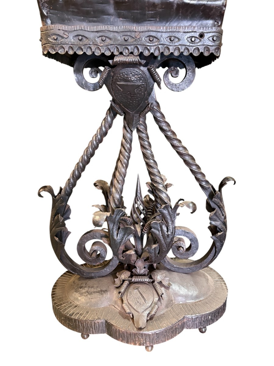 Large Eagle On Rock And Wrought Iron Base, 19th Century ( 200 Cm )-photo-4