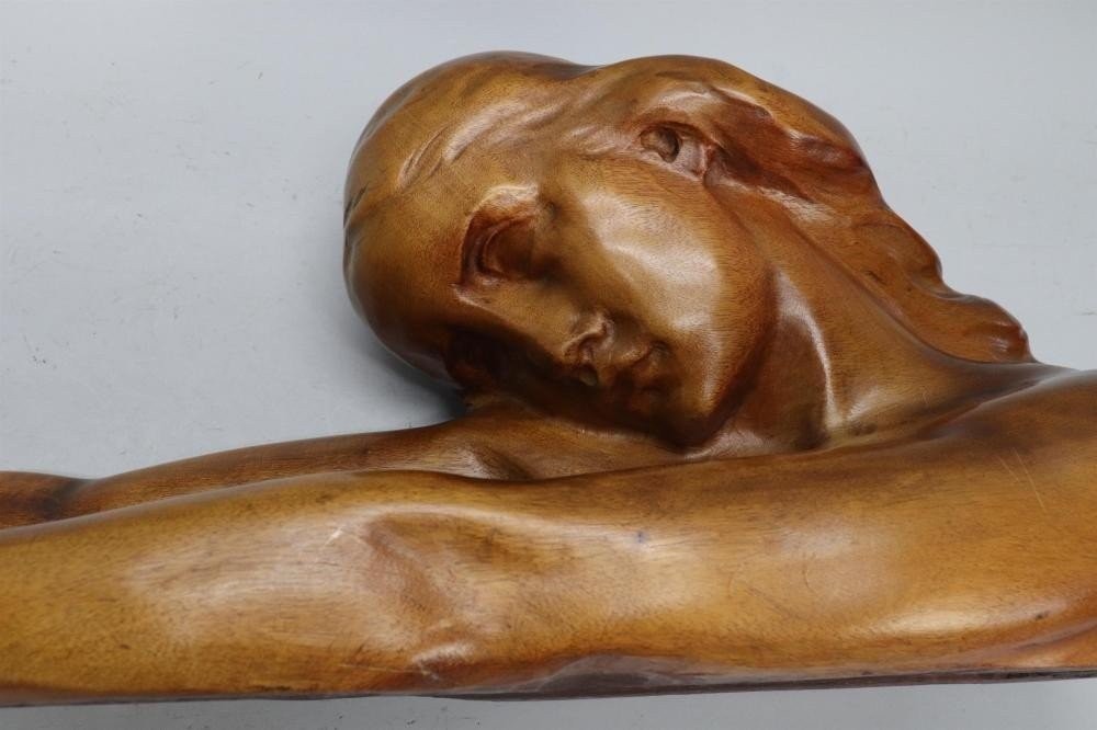 Pretty Art Deco Wooden Sculpture "mother With Hand Extended To Child".-photo-2