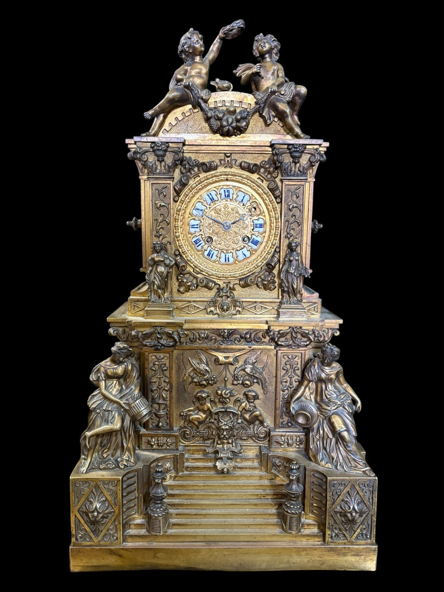 Garniture de cheminée romantique en bronze  Napoléon III-photo-2