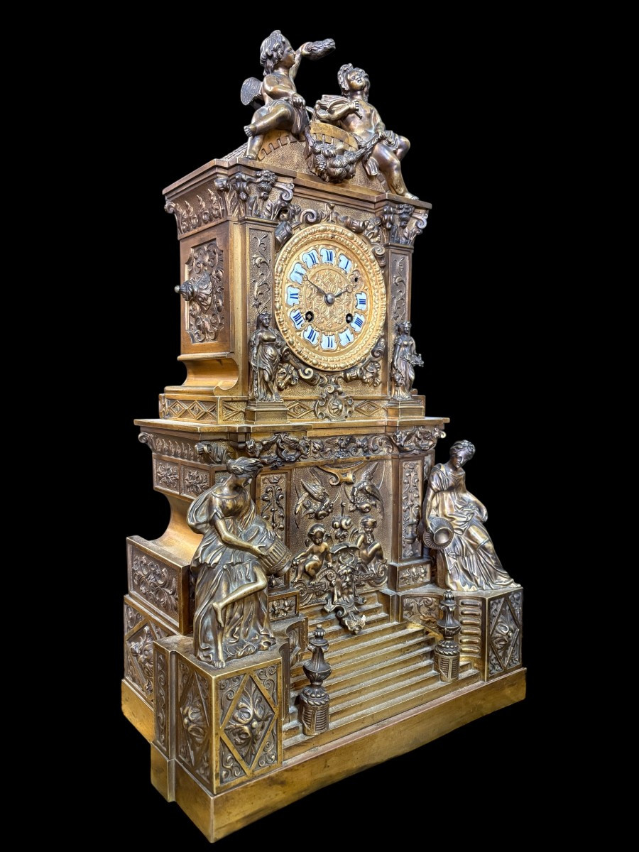 Garniture de cheminée romantique en bronze  Napoléon III-photo-3