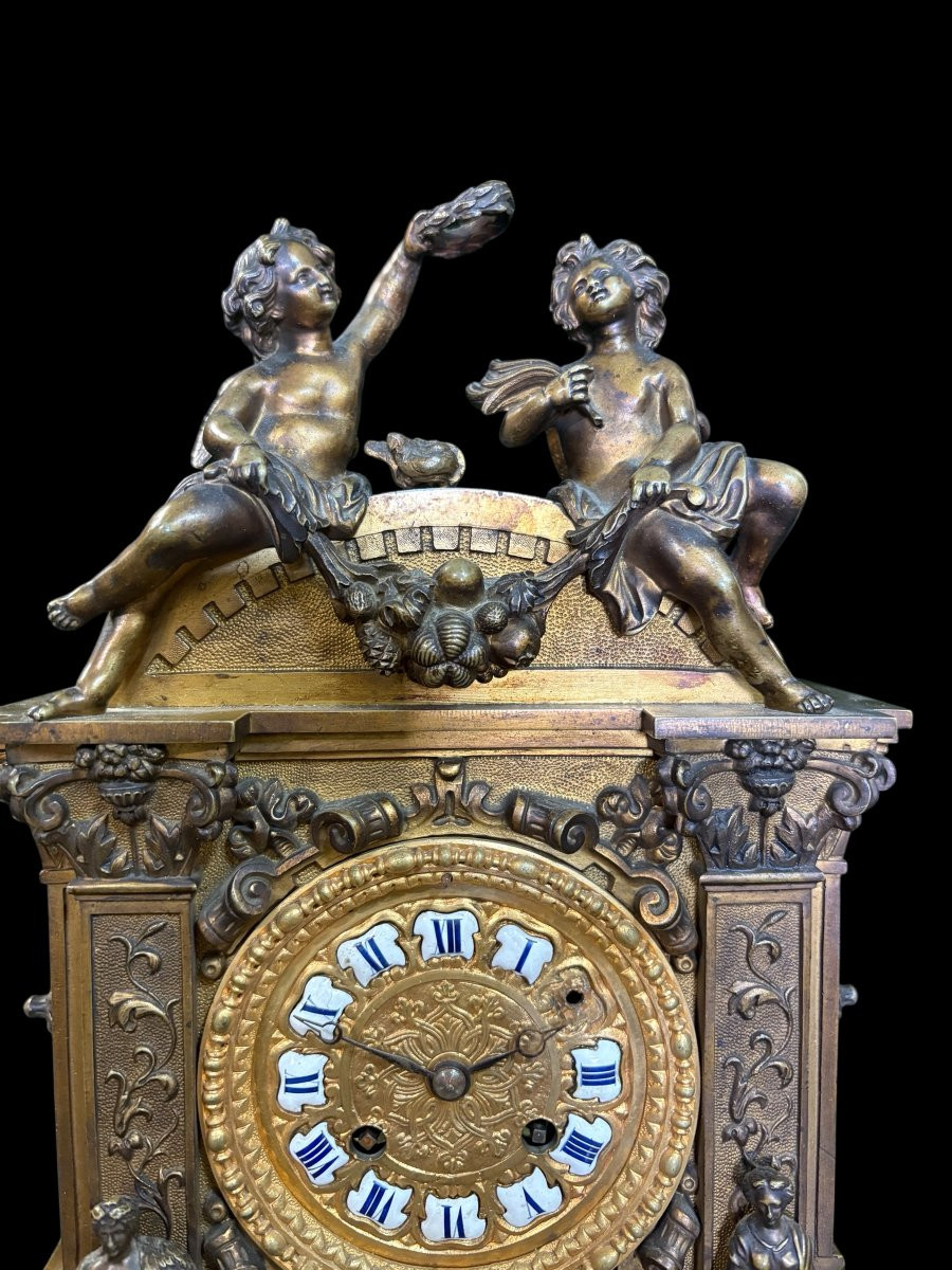 Garniture de cheminée romantique en bronze  Napoléon III-photo-1