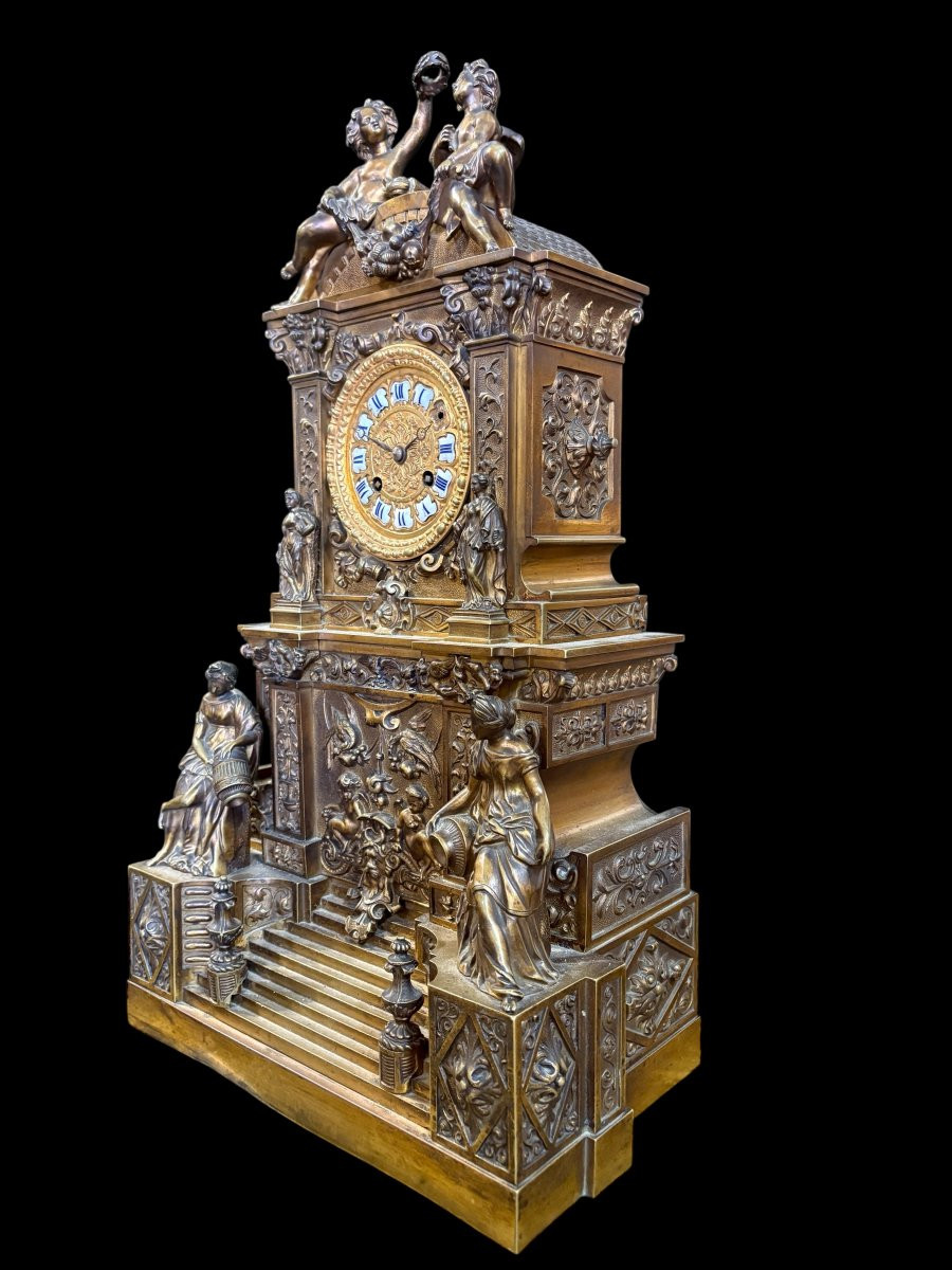 Garniture de cheminée romantique en bronze  Napoléon III-photo-3