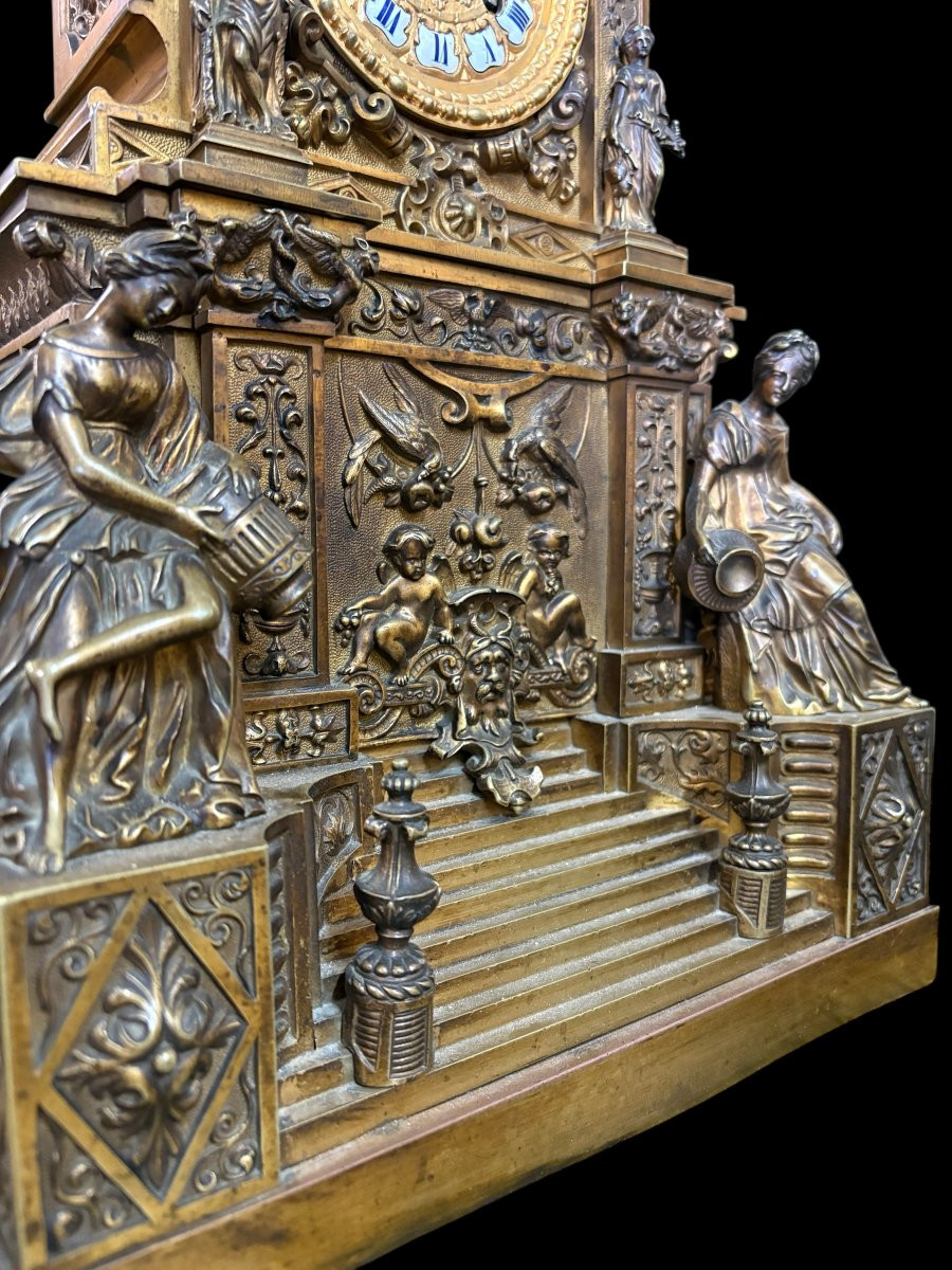 Garniture de cheminée romantique en bronze  Napoléon III-photo-4