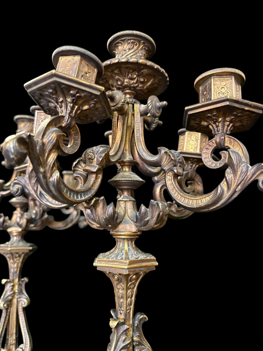 Garniture de cheminée romantique en bronze  Napoléon III-photo-8