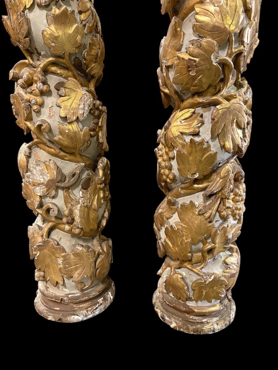 Paire de colonnes torsadées baroques du XVIIe siècle.-photo-4
