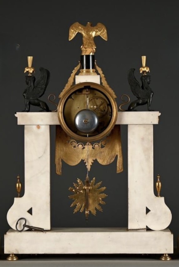 Large Empire-style Portico Clock ( 64,5 Cm ), 19th Century-photo-7