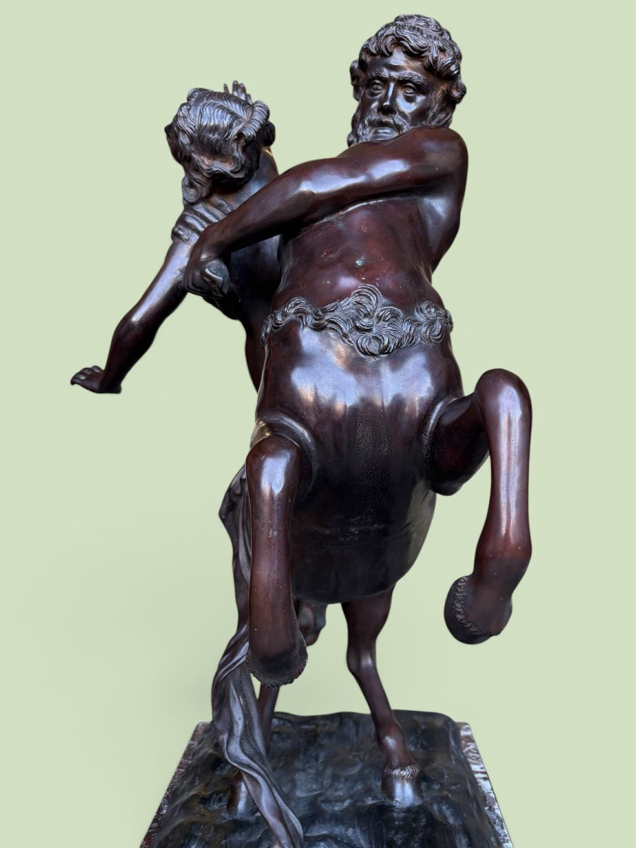 Large Bronze Sculpture "nessus Abducting Déjanire" Greek Mythology, 20th Century.-photo-3