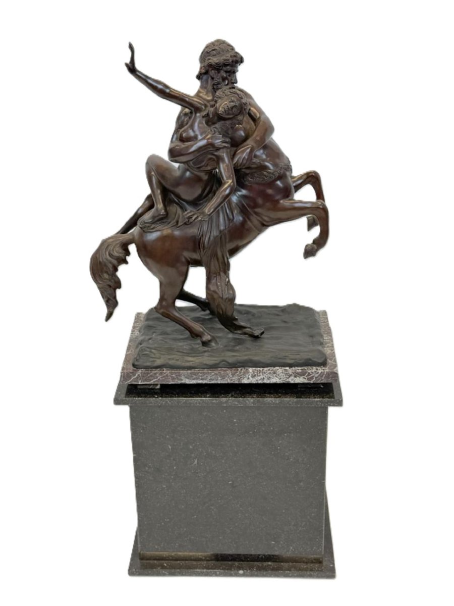Large Bronze Sculpture "nessus Abducting Déjanire" Greek Mythology, 20th Century.-photo-1