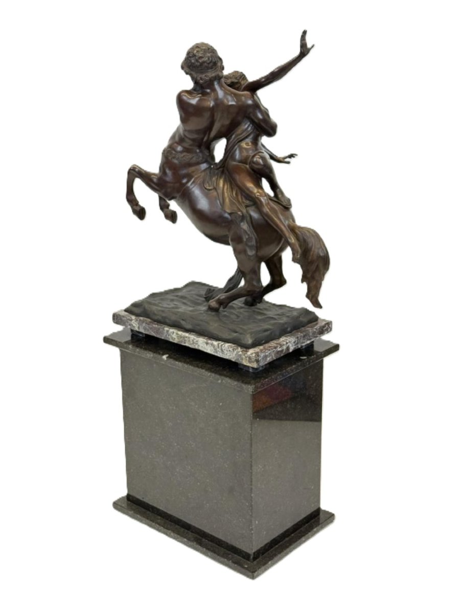 Large Bronze Sculpture "nessus Abducting Déjanire" Greek Mythology, 20th Century.-photo-2
