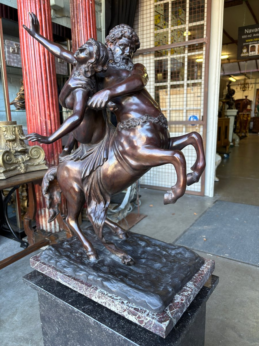 Large Bronze Sculpture "nessus Abducting Déjanire" Greek Mythology, 20th Century.-photo-3